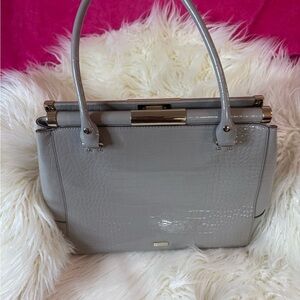 Kate Spade Gray Crocodile-Embossed Satchel Kate Spade Bag croc-embossed bag gray